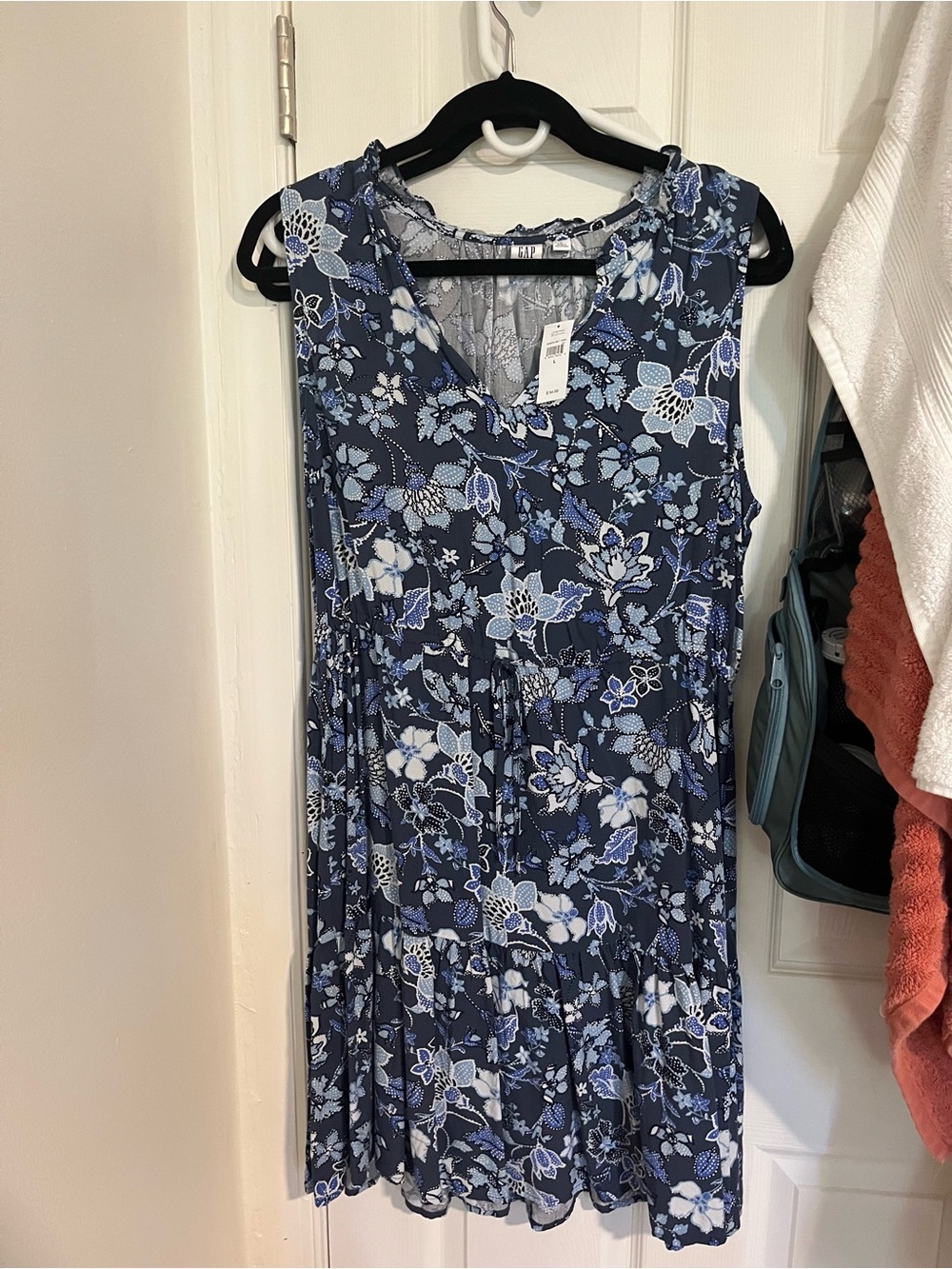 GAP Navy Blue Floral Sleeveless V-Neck Mini Dress